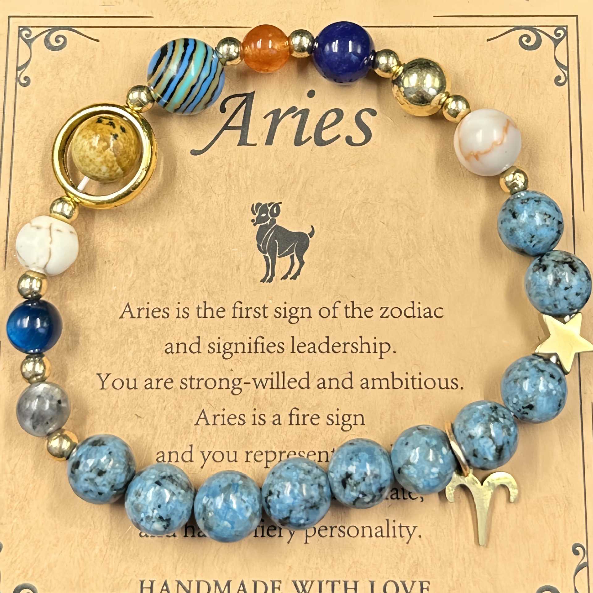 Lucky1 Celestial alignment Bracelet: 8 Planets &amp; 12 Zodiac Sign Natural Stone Healing Jewelry | Men’s &amp; Women’s Cosmic Protection &amp; Balance Bracelet
