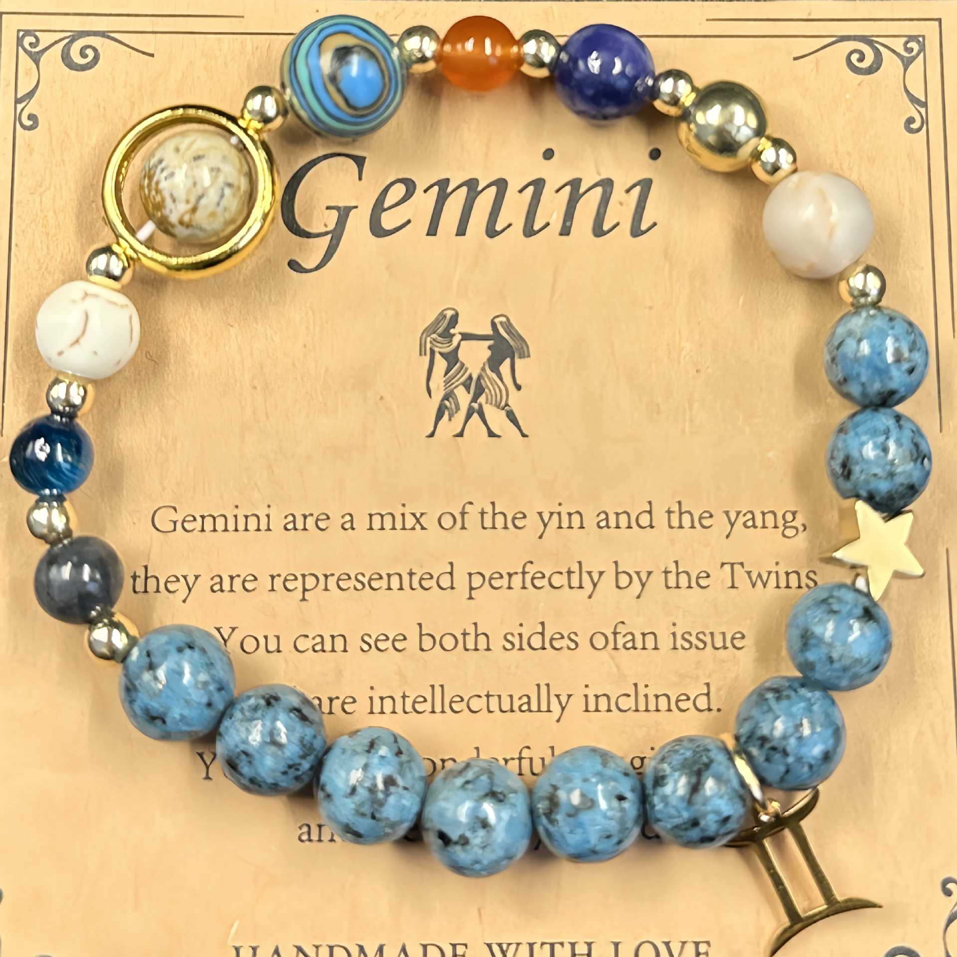 Lucky1 Celestial alignment Bracelet: 8 Planets &amp; 12 Zodiac Sign Natural Stone Healing Jewelry | Men’s &amp; Women’s Cosmic Protection &amp; Balance Bracelet