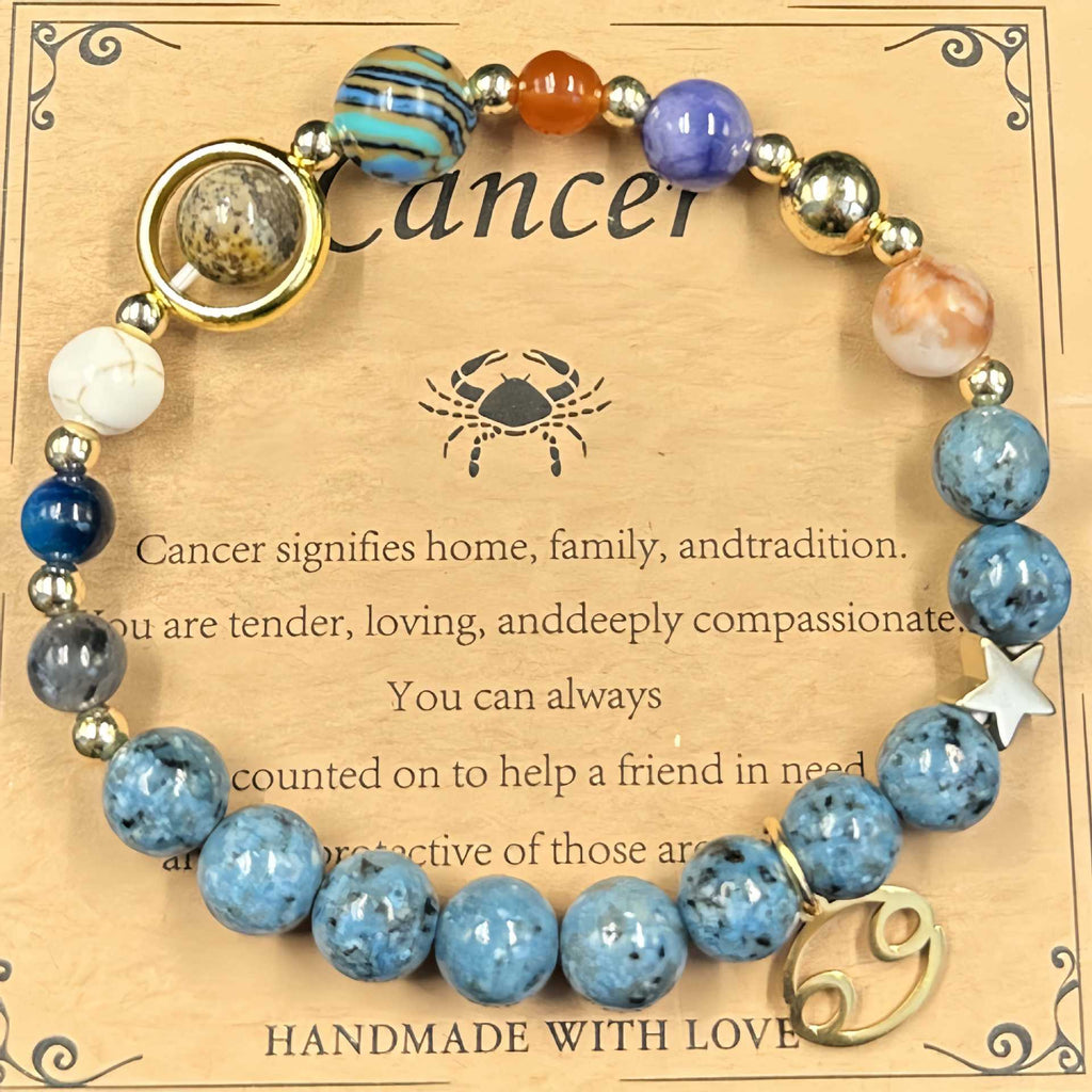 Lucky1 Celestial alignment Bracelet: 8 Planets &amp; 12 Zodiac Sign Natural Stone Healing Jewelry | Men’s &amp; Women’s Cosmic Protection &amp; Balance Bracelet