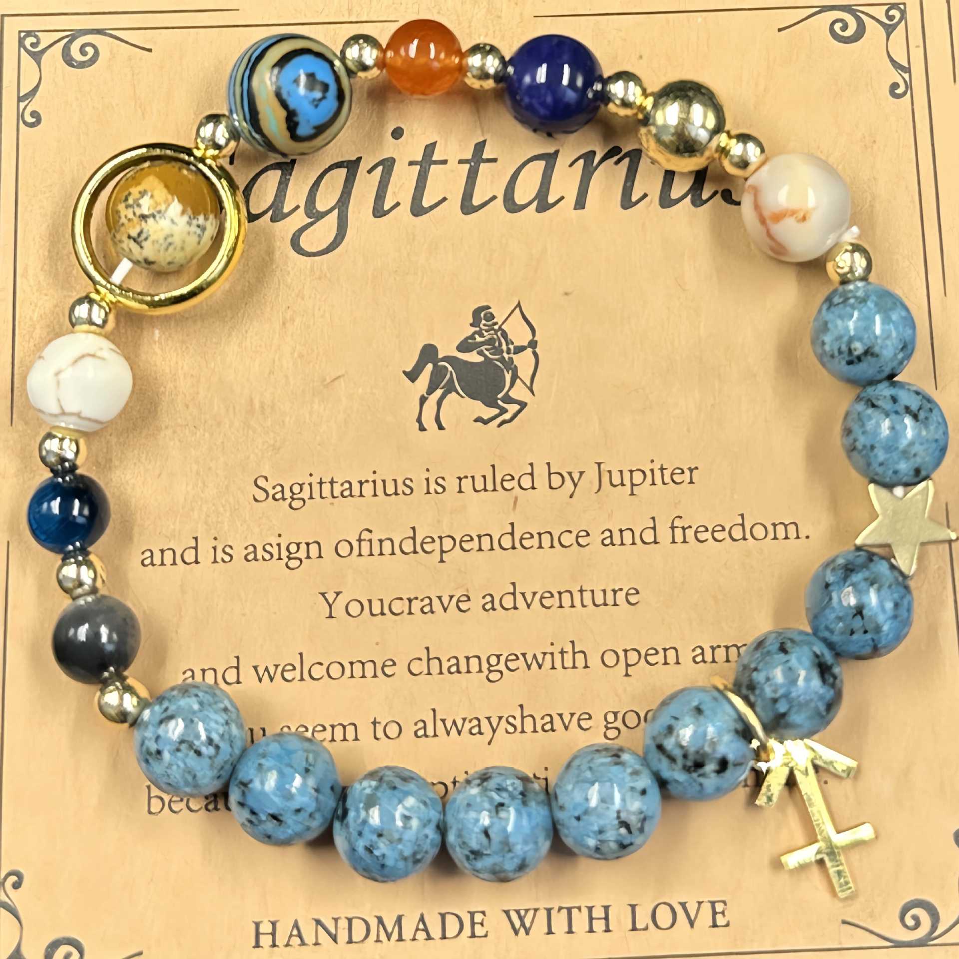 Lucky1 Celestial alignment Bracelet: 8 Planets &amp; 12 Zodiac Sign Natural Stone Healing Jewelry | Men’s &amp; Women’s Cosmic Protection &amp; Balance Bracelet