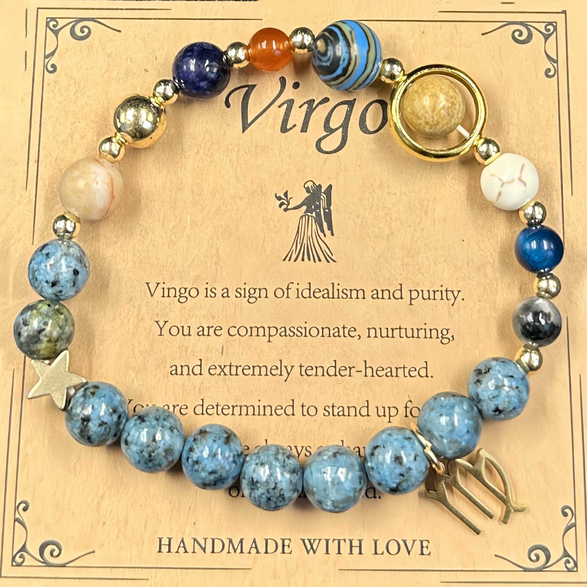 Lucky1 Celestial alignment Bracelet: 8 Planets &amp; 12 Zodiac Sign Natural Stone Healing Jewelry | Men’s &amp; Women’s Cosmic Protection &amp; Balance Bracelet